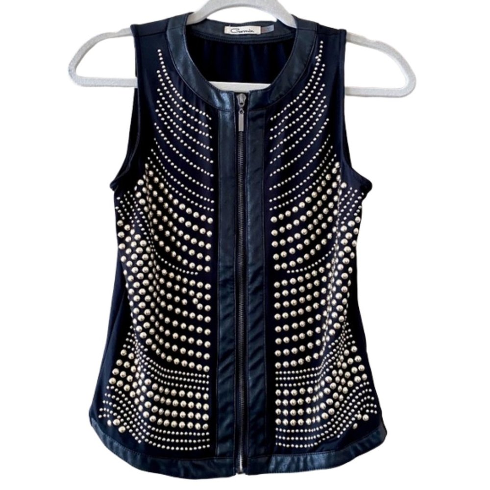 CARMIN Black and Bronze Studded Vest
